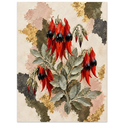 Sturt's Desert Pea Australian Native Flower Fine Art Poster 45x60 cm 18x24″