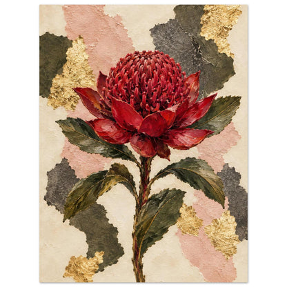 Waratah Australian Native Flower Fine Art Poster 45x60 cm 18x24″