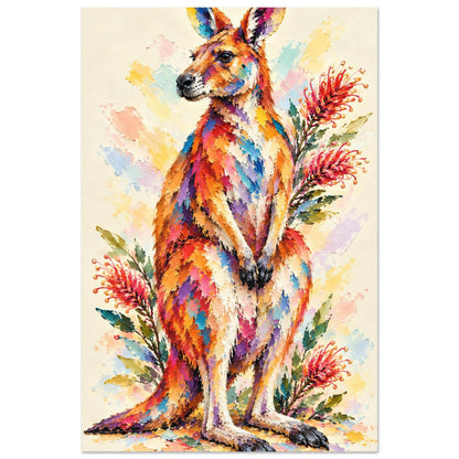 Kangaroo Painted Australian Animal Fine Art Poster 60x90 cm 24x36″