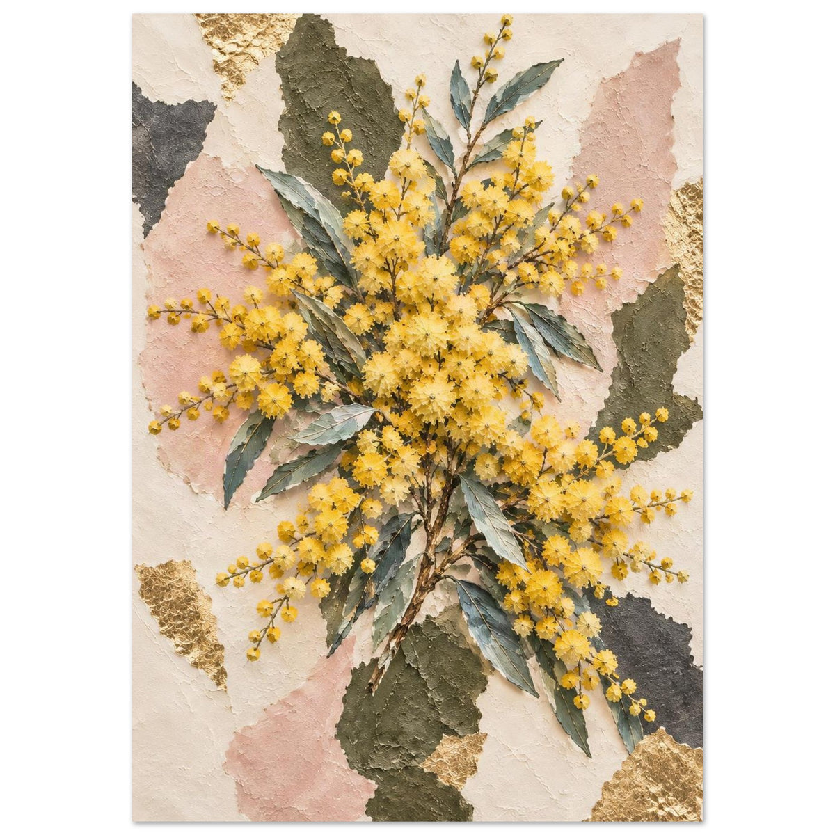 Golden Wattle Australian Native Flower Fine Art Poster A1 (59.4 x 84.1 cm)