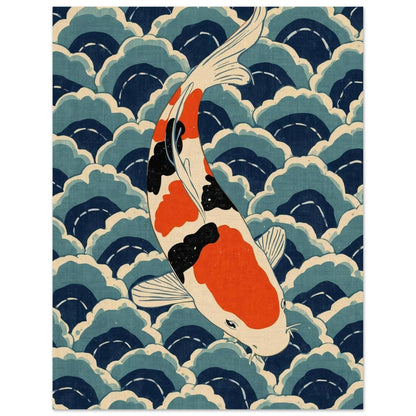 Koi Wave Japanese Art Wall Poster 27x35 cm 11x14″
