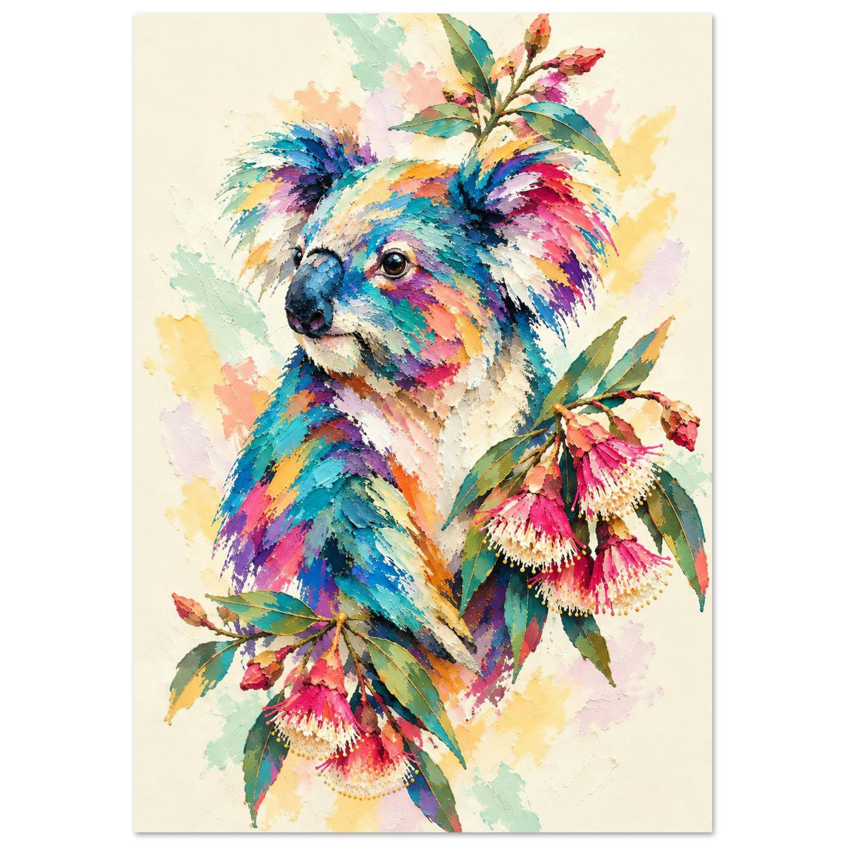 Koala Painted Australian Animal Fine Art Poster A1 (59.4 x 84.1 cm)