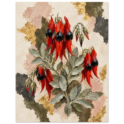 Sturt's Desert Pea Australian Native Flower Fine Art Poster 27x35 cm 11x14″