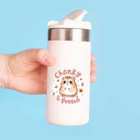 Chonky & Proud Hamster | Body Positive | White Vinyl | Die-Cut Sticker