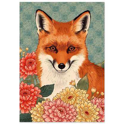 Floral Fox Ukiyo-e Wall Art Poster 21x29.7 cm 8x12"