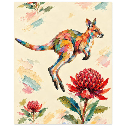 Wallaby Painted Australian Animal Fine Art Poster 20x25 cm 8x10″