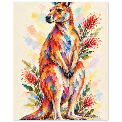 Kangaroo Painted Australian Animal Fine Art Poster 20x25 cm 8x10″