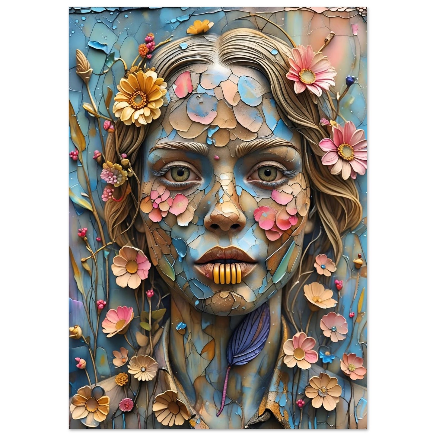 Bloom & Fracture Surreal Portrait Wall Art Poster A3 (29.7 x 42 cm)