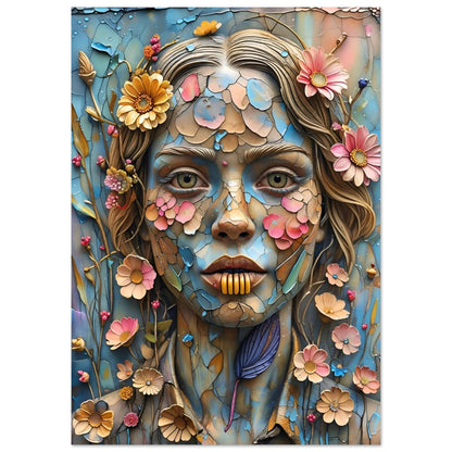 Bloom & Fracture Surreal Portrait Wall Art Poster A3 (29.7 x 42 cm)
