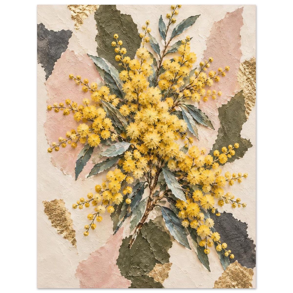 Golden Wattle Australian Native Flower Fine Art Poster 27x35 cm 11x14″