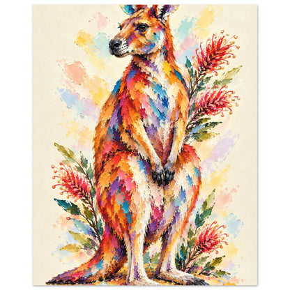Kangaroo Painted Australian Animal Fine Art Poster 40x50 cm 16x20″