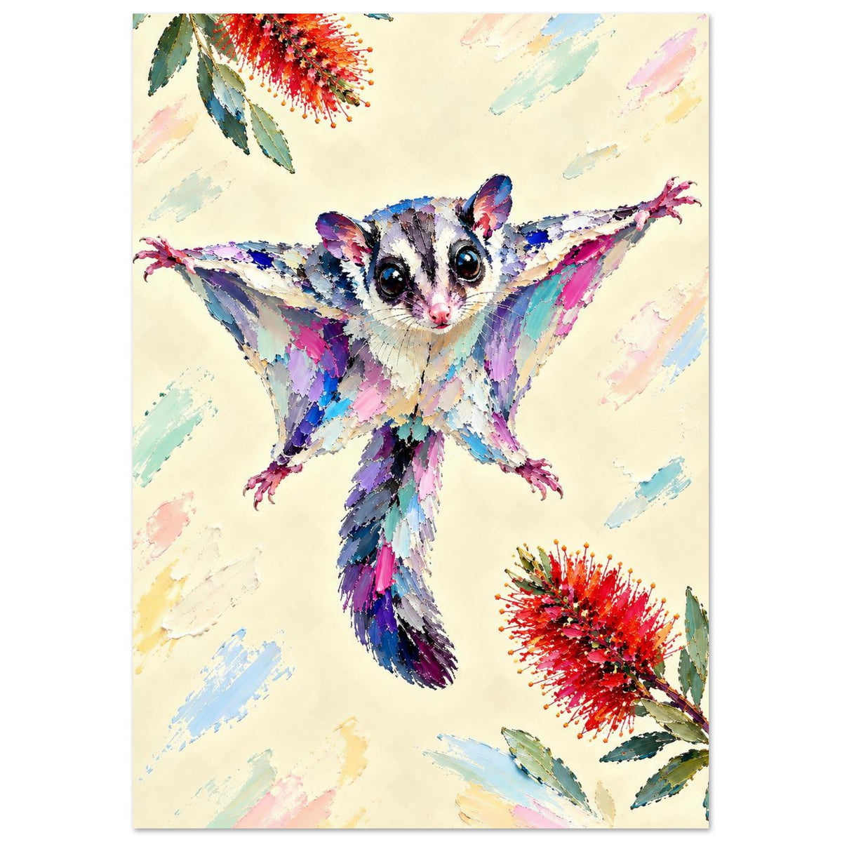 Sugar Glider Painted Australian Animal Fine Art Poster A2 (42 x 59.4 cm)