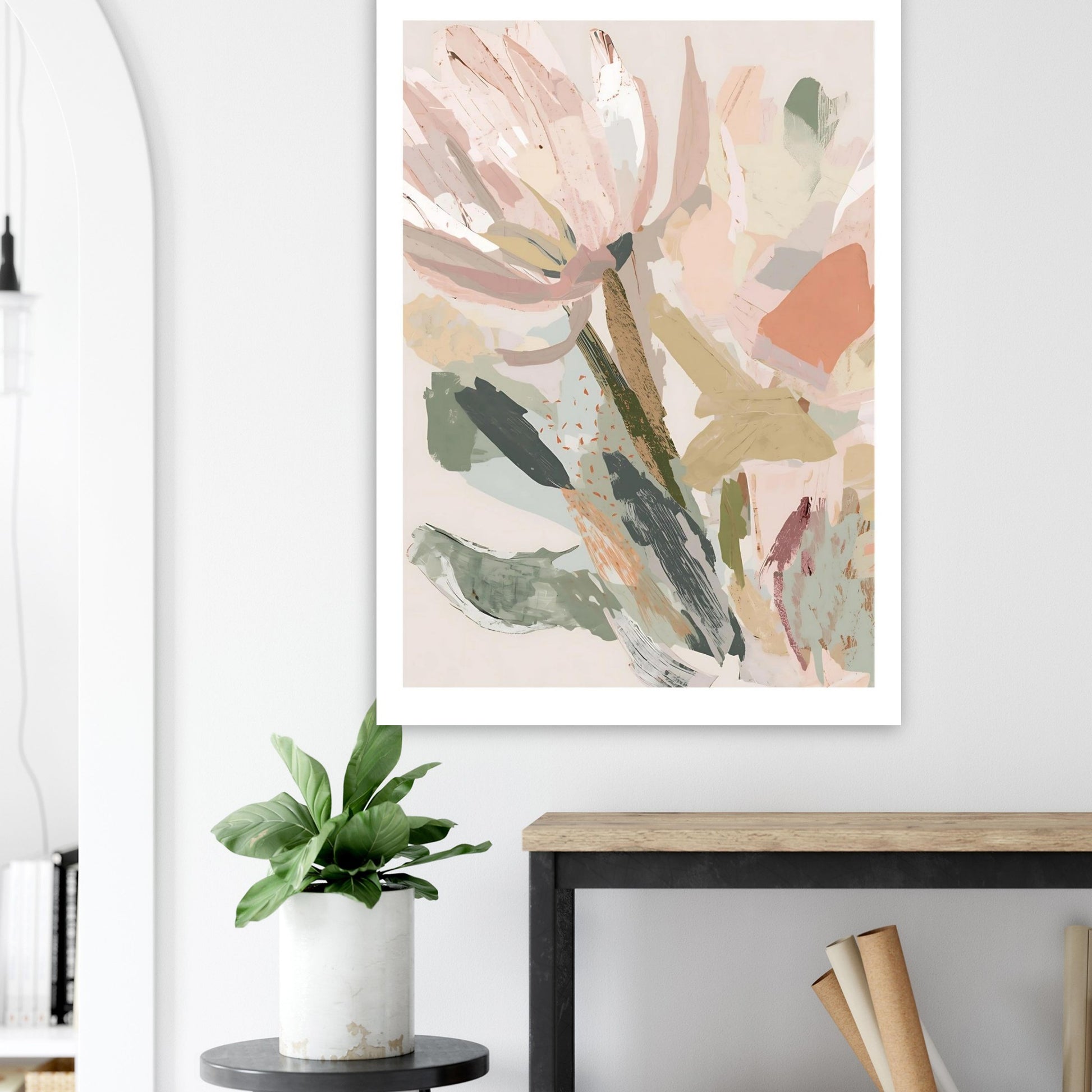 Abstract Floral Canvas Wall Art Print | Modern Minimalist Botanical Painting