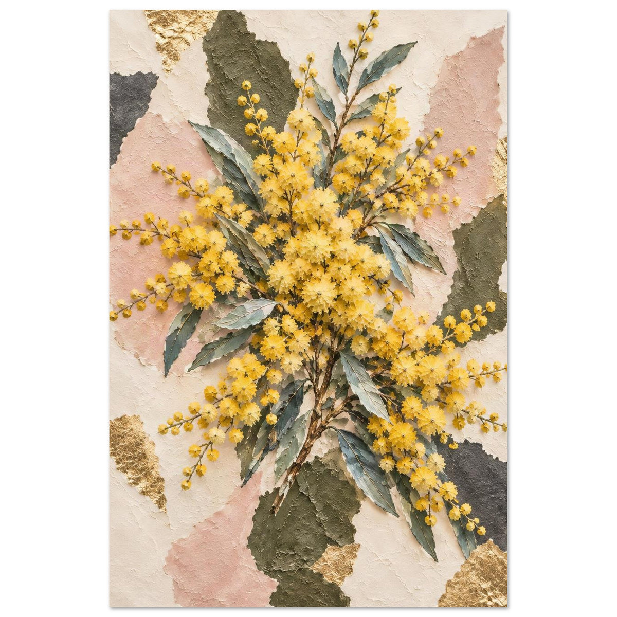 Golden Wattle Australian Native Flower Fine Art Poster 30x45 cm 12x18″