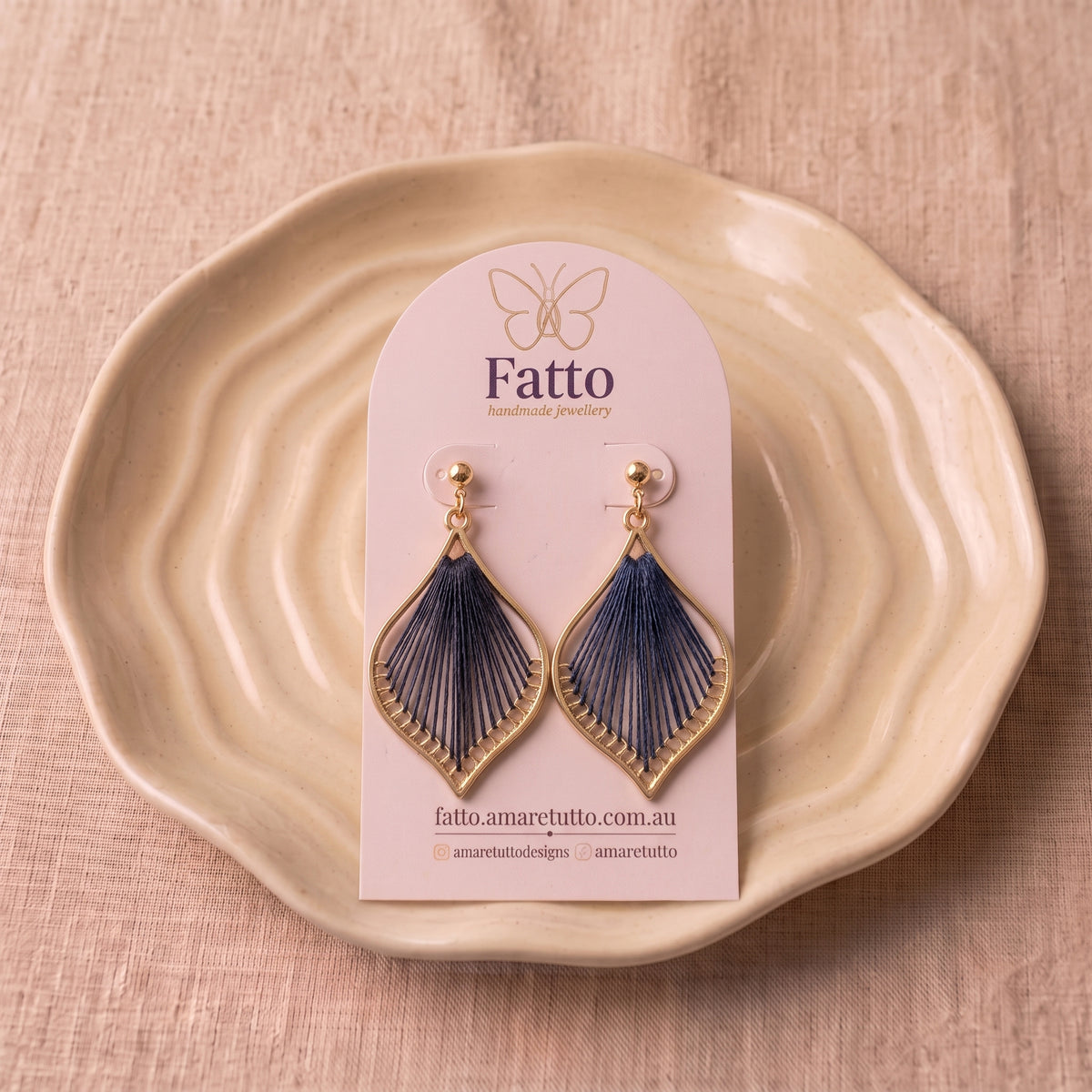 Woven Teardrop Earrings, Handmade Gold Alloy Drops