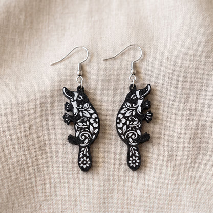 Floral Platypus Dangle Earrings | Handmade Aussie Animal Drops